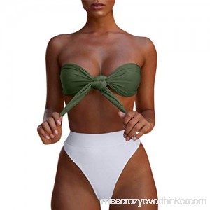 Women Bandage Swimsuit,Ladies Bikini Set Bodysuits Push-Up Brazilian High-Cut Swimwear Beachwear with Pad by MEEYA Army Green B07M82MD5D